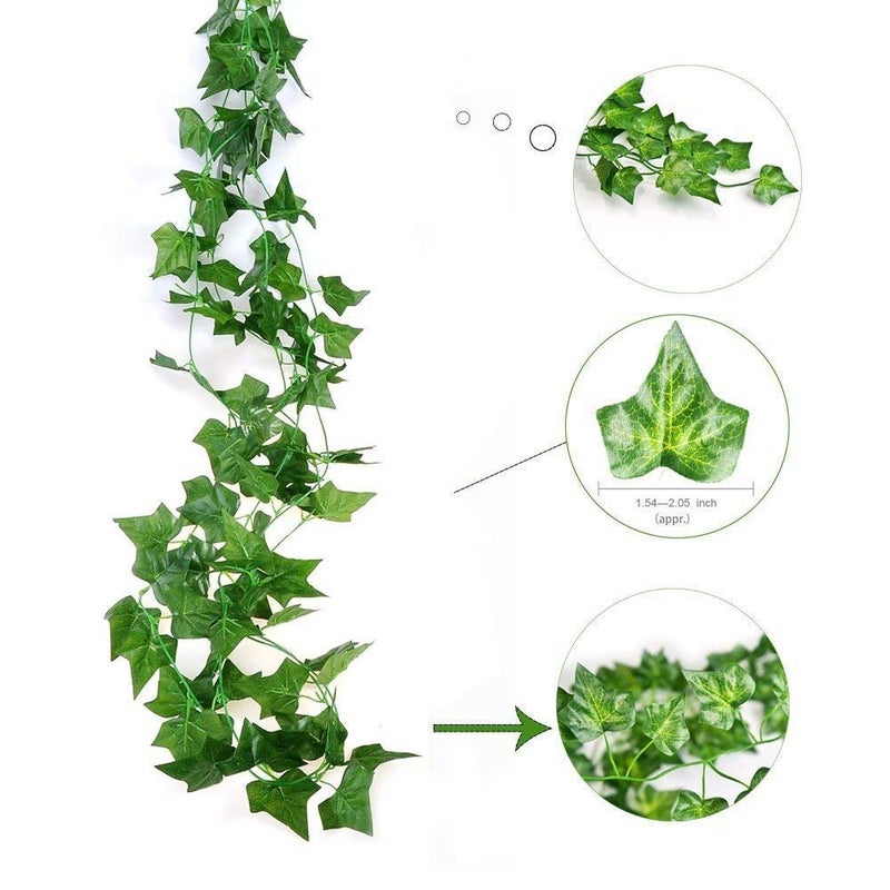 KUPOO 12 Strands 84 Feet Artificial Ivy Leaf Plants Vine Hanging Garland Fake Foliage Flowers for Wedding Party Garden Wall Decoration (Style A) - Image 2